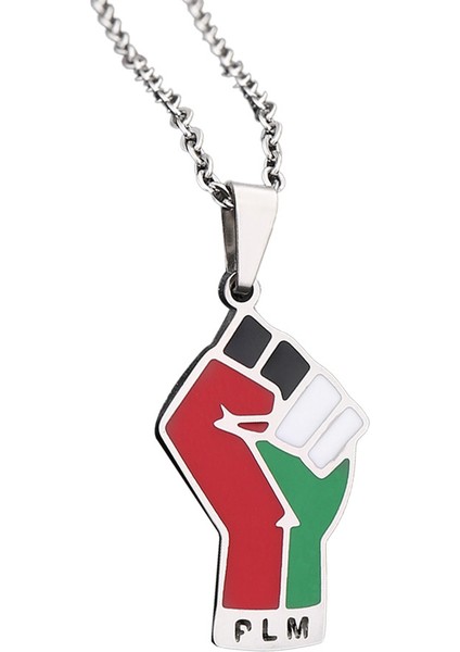 Çelik Renk Filistin Bayrağı Kolye Takı Kadın Kızlar Için Afrika Kültürel Kolyeler (Yurt Dışından)