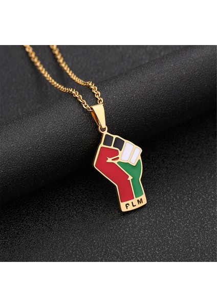 Çelik Renk Filistin Bayrağı Kolye Takı Kadın Kızlar Için Afrika Kültürel Kolyeler (Yurt Dışından)