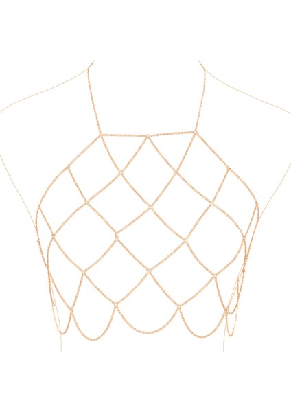 Kadın Boyundan Bağlı Bluz Örgü Vücut Zinciri Bralette Bikini Sütyen Kolyeler Stomachers (Altın) (Yurt Dışından)