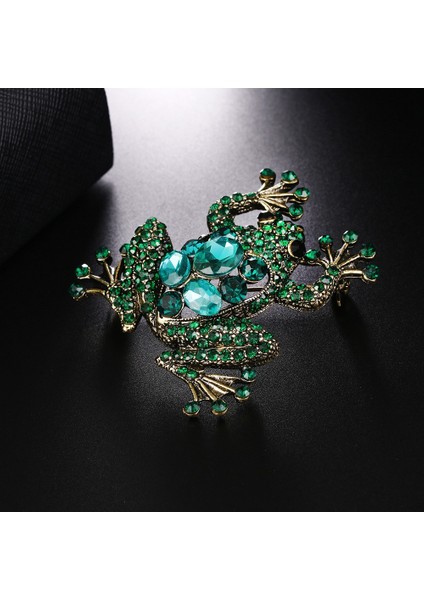 Yeşil Kurbağa Broş Kadın Parti Yıldönümü Takı Parlak Rhinestone Broş Buket Vintage Hayvan Pin (Yurt Dışından) fiyatları