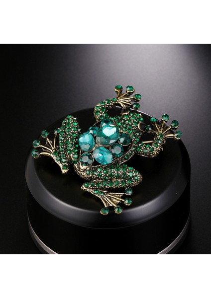 Yeşil Kurbağa Broş Kadın Parti Yıldönümü Takı Parlak Rhinestone Broş Buket Vintage Hayvan Pin (Yurt Dışından) modelleri