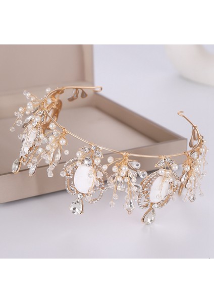 Barok Lüks El Yapımı Taklidi Gelin Taç Tiaras Gümüş Kristal Diadem Gelin Bantlar Düğün Saç Aksesuarları Gül Altın (Yurt Dışından) fırsatları