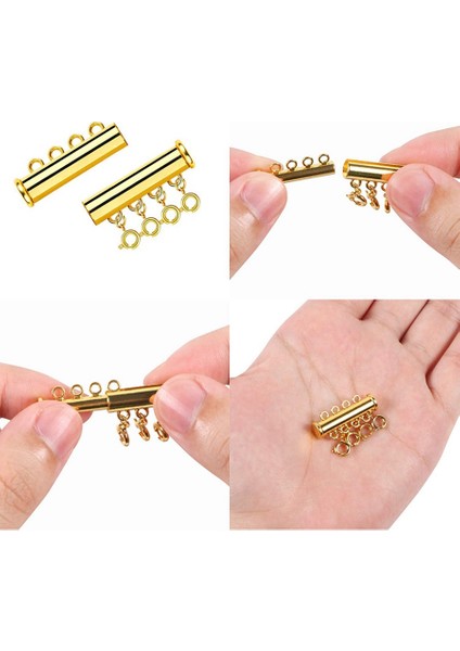 Parça 4 Boyut Slayt Toka Kilit Kolye Konektörü, Kolye Yan Klipsler Katmanlı, Katmanlı Bilezik Için Çok Telli Tüp Takı El Sanatları (Yurt Dışından) modelleri