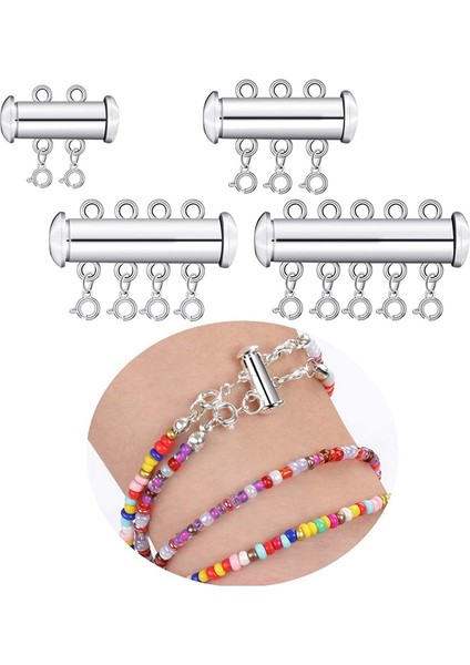 Parça 4 Boyut Slayt Toka Kilit Kolye Konektörü, Kolye Yan Klipsler Katmanlı, Katmanlı Bilezik Için Çok Telli Tüp Takı El Sanatları (Yurt Dışından) fırsatları