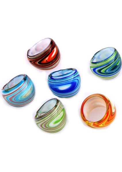 6 x Lampwork Cam Bant Halkaları 17-19MM Çok Renkli Sıcak (Yurt Dışından)