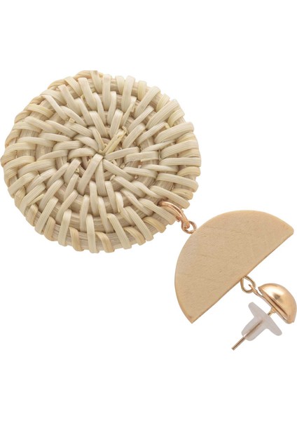 Kore Küpe Kadınlar Için Ahşap Hasır Örgü Rattan Yuvarlak Asma Örgü Geometrik Büyük Eaings (Yurt Dışından) modelleri