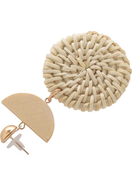 Kore Küpe Kadınlar Için Ahşap Hasır Örgü Rattan Yuvarlak Asma Örgü Geometrik Büyük Eaings (Yurt Dışından) fırsatları