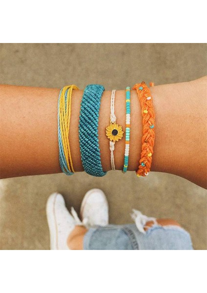 Charm Bileklik Ilham Verici Takı Ayçiçeği Bilezik El Yapımı Tohum Boncuk Dostluk Femme Yaz (Yurt Dışından) fiyatları