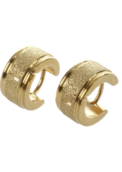 1 Çift Şık Erkek Bayan Titanyum Çelik Küpe Saplama Takı - Altın (Yurt Dışından)