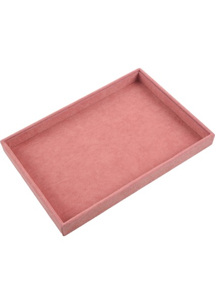 Pembe Kadife Takı Yüzük Ekran Organizatör Vaka Tepsi Tutucu Kolye Küpe Bileklik Saklama Kutusu Vitrin Standı Boş Tabak (Yurt Dışından)