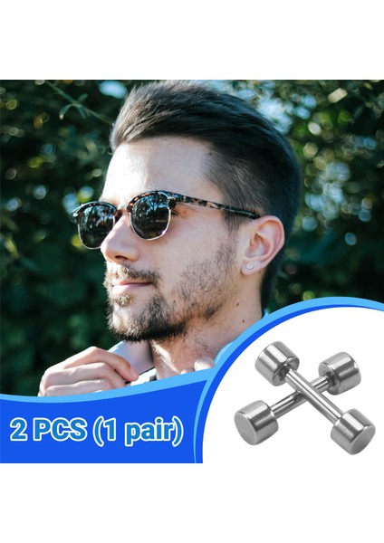 1 Çift Erkek Halter Titanyum Çelik Kulak Çıtçıt Küpe 3mm Gümüş (Yurt Dışından)