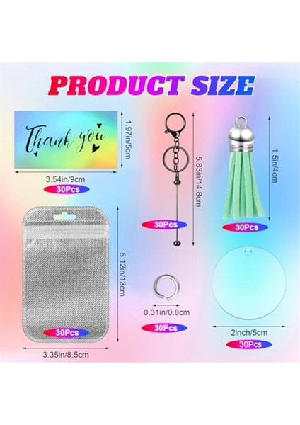 30 Boncuklu Anahtarlık Seti Malzemeleri Boş Püskülyeniden Kapatılabilir Çanta Holografik Kart Dıy (Yurt Dışından) fiyatları
