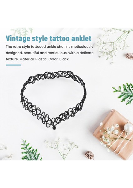 Vintage Dövme Siyah Elastik Streç Halhal Ayak Bileği Bileklik Retro Kına (Yurt Dışından) fırsatları