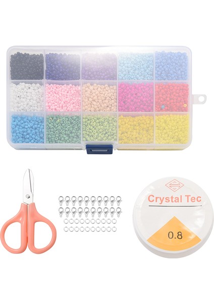 9000 Adet Cam Tohum Boncuk 15 Çok Renkli Çeşitleri Zanaat Pastel Çeşitli Kiti Organizatör ile Takı Yapımı Için, Boncuk Işçiliği (Yurt Dışından)