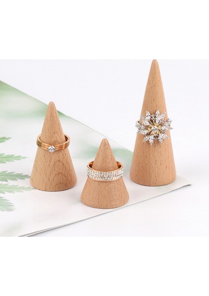 Ahşap Yüzük Takı Ekran Tutucu Koni Şekilli Organizatör Standı Desteği Parmak Raf Bague El Sanatları Depolama Vitrin (Yurt Dışından) modelleri