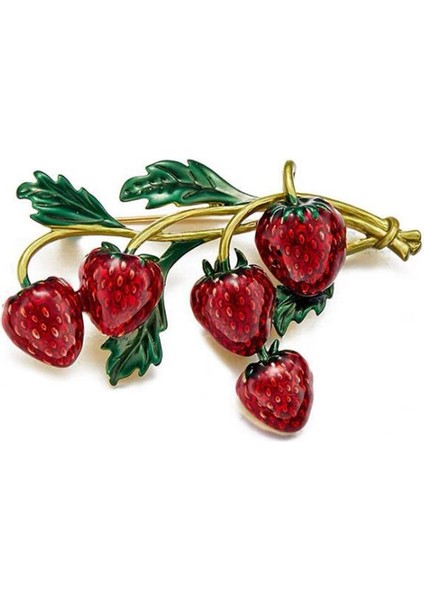Kadınlar Için Emaye Çilek Broşlar Kırmızı Renk Pin Broş Bitki Tasarımı Sevimli Yaz Tarzı (Yurt Dışından)