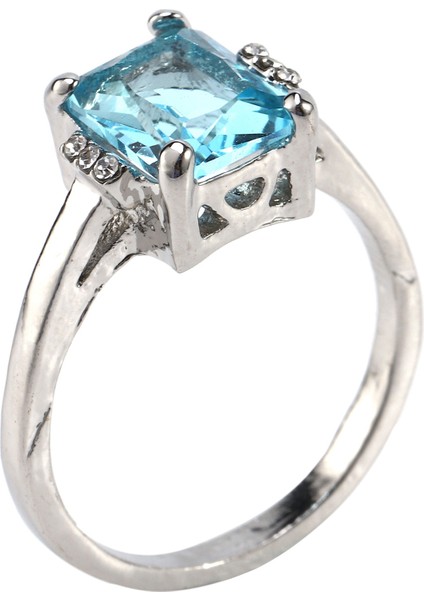 Kadınlar Için 10 Açık Mavi Kristal Yakın Yüzükler Safir Takı Taş Avrupa ve Amerikan Moda Stil (Yurt Dışından)