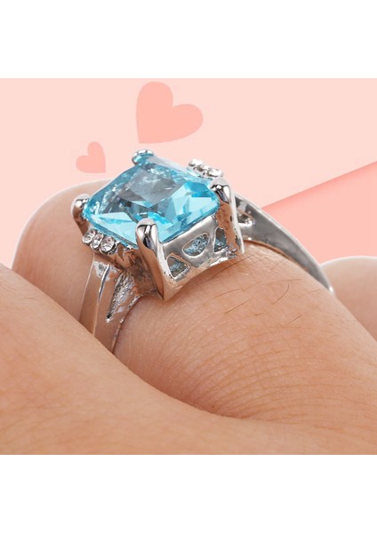 Kadınlar Için 10 Açık Mavi Kristal Yakın Yüzükler Safir Takı Taş Avrupa ve Amerikan Moda Stil (Yurt Dışından) modelleri