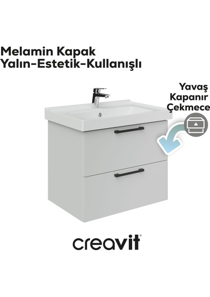 D20 65 cm Iki Çelmeceli Lavabo Dolabı Beyaz Melamin Kapak (Demonte) fırsatları