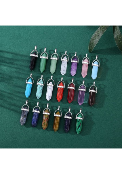 20 Adet Şifa Kristal Kolye Charms Takı Yapımı Doğal Taş Toplu Obsidyen Gül Kuvars Carnelian (Yurt Dışından)