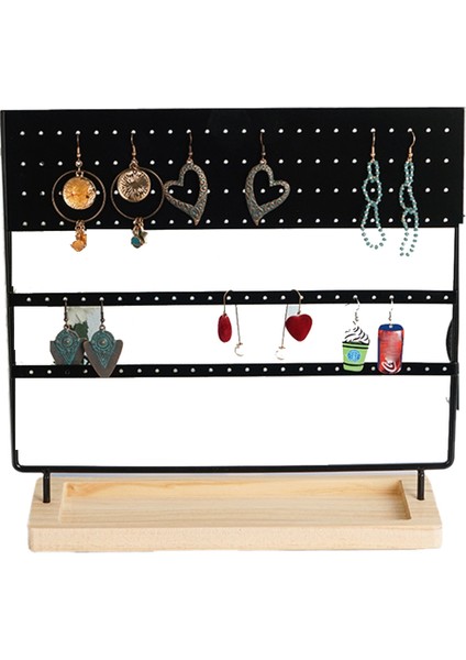 Siyah Yivli Taban 144 Delikli Takı Rafı Masaüstü Küpe Yüzük Standı Kolye Ekran Yüzükler (Yurt Dışından)