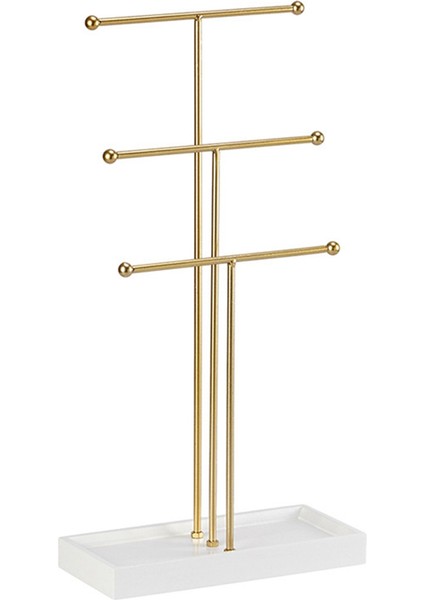 Altın T Tipi 3 Katmanlı Takı Raf Ekran Prop Yüzük Saklama Kutusu Küpe Kolye Yüzük (Yurt Dışından)