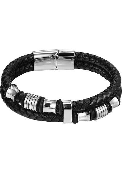Kişiselleştirilmiş Aksesuarlar Bilezik Erkek Moda Deri Bileklik Dıy Kombinasyonu Vahşi Yakışıklı 21.5cm (Yurt Dışından) fiyatları