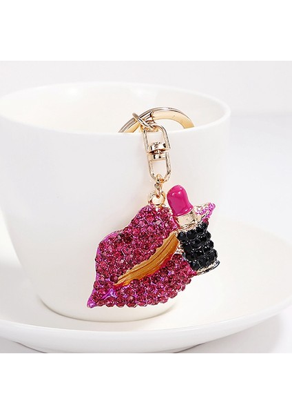 Kristal Rhinestone Ruj Makyaj Anahtarlık Kadınlar Için Anahtarlık Anahtarlık Çanta Çanta Charm Süsler Kolye Takı (Yurt Dışından) modelleri