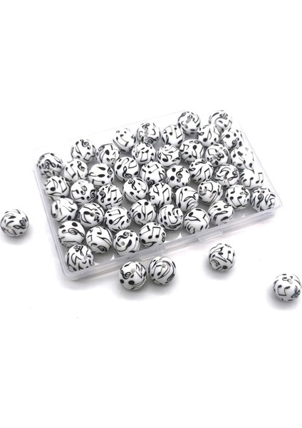 50 Adet Silikon Boncuk 15MM Toplu Anahtarlık Kalem Kolye Bilezik Kordon Yapımı C (Yurt Dışından)