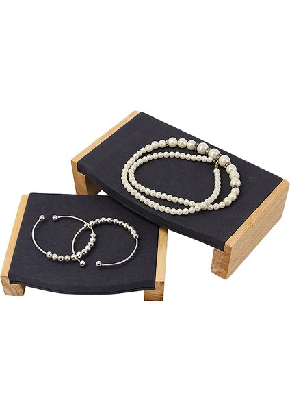 Adet/takım Ahşap Bilezik Bileklik Kolye Yüzük Ekran Standı Mikrofiber Çok Fonksiyonlu Takı Tutucu Vitrin Siyah (Yurt Dışından) fırsatları