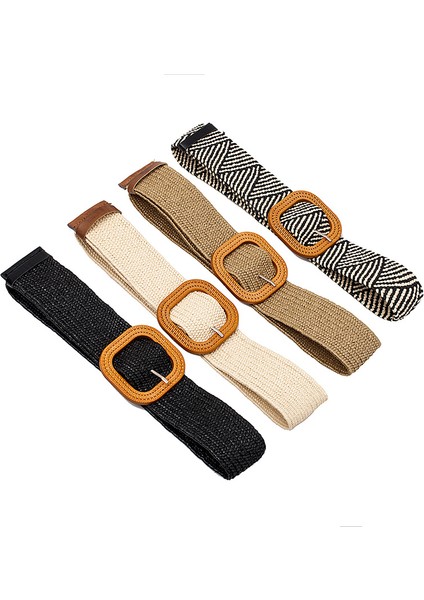 Yeni Retro Örgü Bel Bayanlar Pürüzsüz Tokalı Kemer Dokuma Kadın El Dokuma Bej (Yurt Dışından) fırsatları