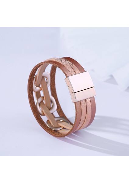 Bohem Çok Katmanlı Deri Moda Bileklik Geometrik Geniş Şal Gri (Yurt Dışından) fiyatları