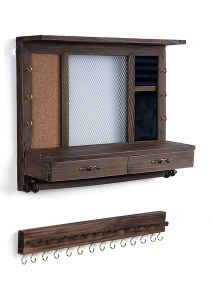 Takı Organizatör Duvara Monte Örgü Rustik Çekmeceli Küpe Kolye Için Asılı Tutucu (Yurt Dışından)