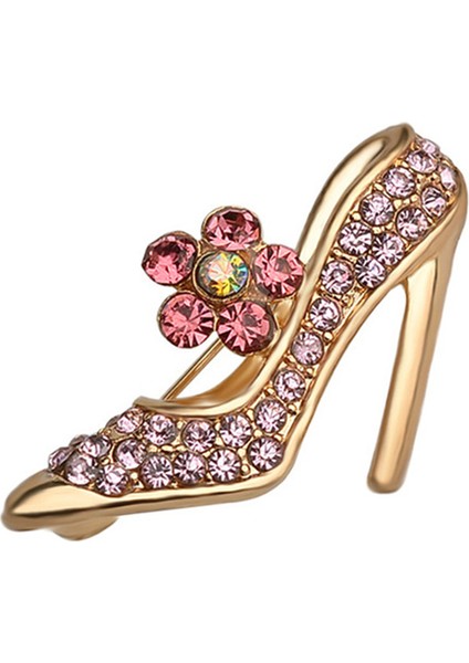 Yüksek Topuklu Ayakkabı Broş Kadın Çiçek Süsleme Yaka Pin Altın Rhinestones Broş Kristal (Yurt Dışından)