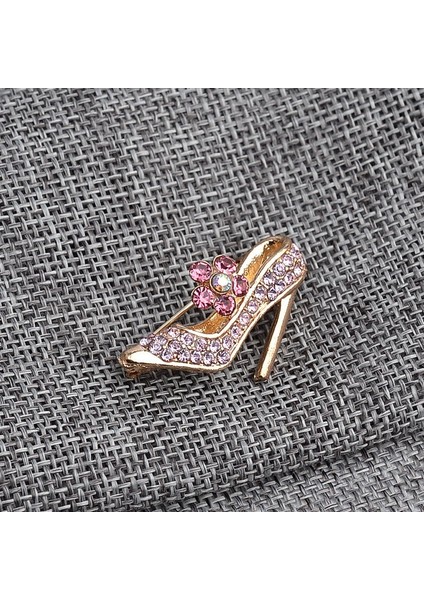 Yüksek Topuklu Ayakkabı Broş Kadın Çiçek Süsleme Yaka Pin Altın Rhinestones Broş Kristal (Yurt Dışından) fiyatları