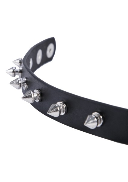 Erkekler Lady Için Çıtçıt Toka Spike Çiviler Dekor Siyah Suni Deri Bileklik (Yurt Dışından) modelleri
