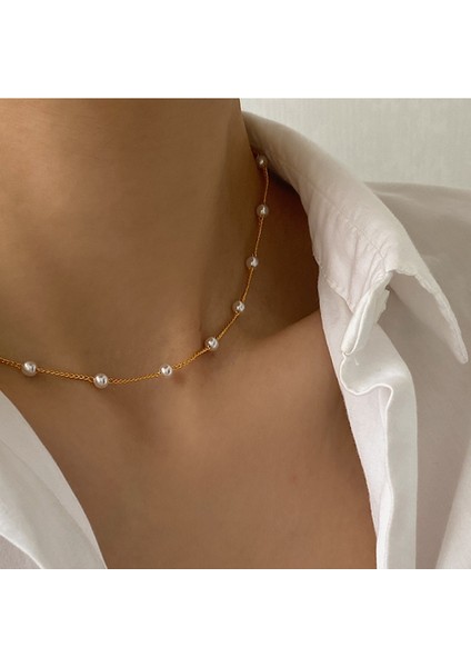 Yeni Boncuk Kadın Boyun Zinciri Inci Altın Renk Goth Chocker Takı Kız Için Kolye Yaka (Yurt Dışından) fırsatları