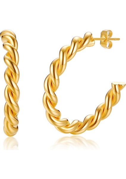 Küpe Düğme Deseni Daire Çiçek Büyük Halka Bükülmüş Halat Çember Kızlar Bayanlar (Yurt Dışından)