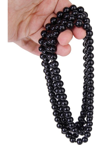 Moda Sahte Inci Uzun Kazak Zincir Kolye - Siyah (Yurt Dışından) fiyatları