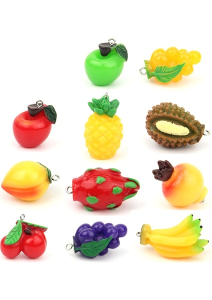Reçine Meyve Gıda Takılar Simüle 3D Dangle Kolye Küpe Bilezik Kolye Anahtarlık Takı El Sanatları Yapımı (Yurt Dışından)