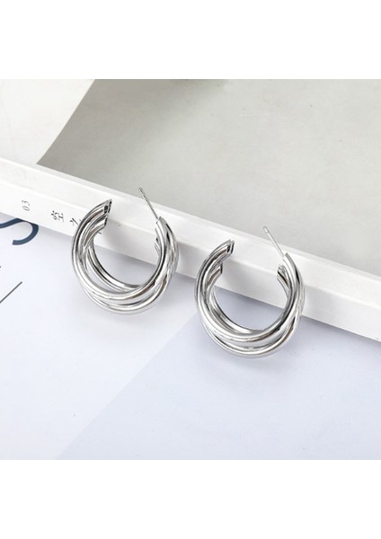 Halka Küpeler Geometrik Metal Asılı Moda Aksesuarları Gümüş (Yurt Dışından) fiyatları