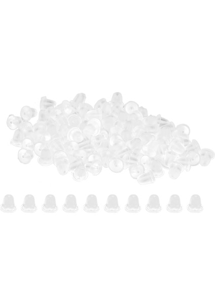 100 Adet Yarı Saydam Kauçuk Küpe Stoper Arkaları Beyaz 4MMX6MM (Yurt Dışından)