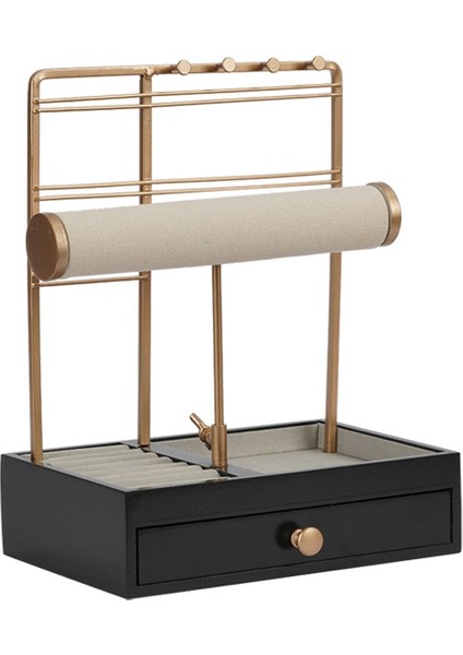 2 Katlı Siyah Büyük Kapasiteli Yüzük ve Küpe Saklama Bilezik Kolye Vitrin Takı Askısı (Yurt Dışından)