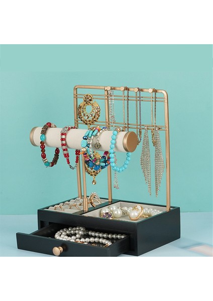 2 Katlı Siyah Büyük Kapasiteli Yüzük ve Küpe Saklama Bilezik Kolye Vitrin Takı Askısı (Yurt Dışından) fiyatları