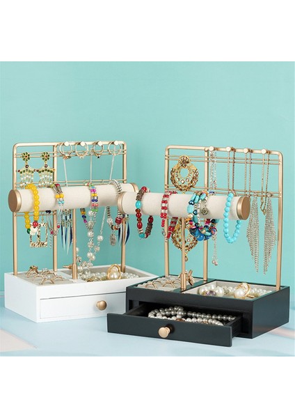 2 Katlı Siyah Büyük Kapasiteli Yüzük ve Küpe Saklama Bilezik Kolye Vitrin Takı Askısı (Yurt Dışından) modelleri
