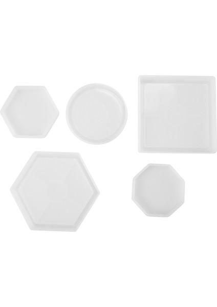 Adet Diy Coaster Silikon Kalıp Dahil Kare Altıgen Daire Sekizgen Reçine, Beton, Çimento, Ev Dekorasyon (Yurt Dışından)