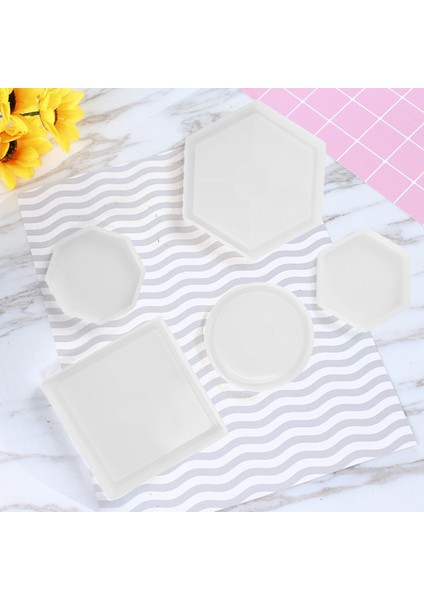 Adet Diy Coaster Silikon Kalıp Dahil Kare Altıgen Daire Sekizgen Reçine, Beton, Çimento, Ev Dekorasyon (Yurt Dışından)