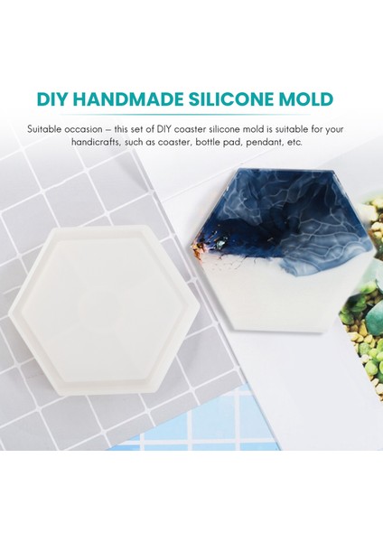 Adet Diy Coaster Silikon Kalıp Dahil Kare Altıgen Daire Sekizgen Reçine, Beton, Çimento, Ev Dekorasyon (Yurt Dışından)
