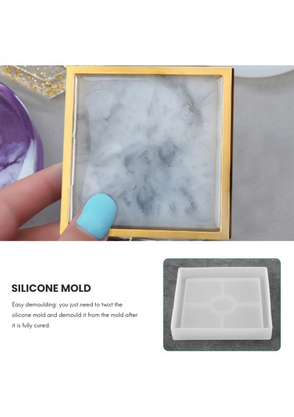 Adet Diy Coaster Silikon Kalıp Dahil Kare Altıgen Daire Sekizgen Reçine, Beton, Çimento, Ev Dekorasyon (Yurt Dışından)