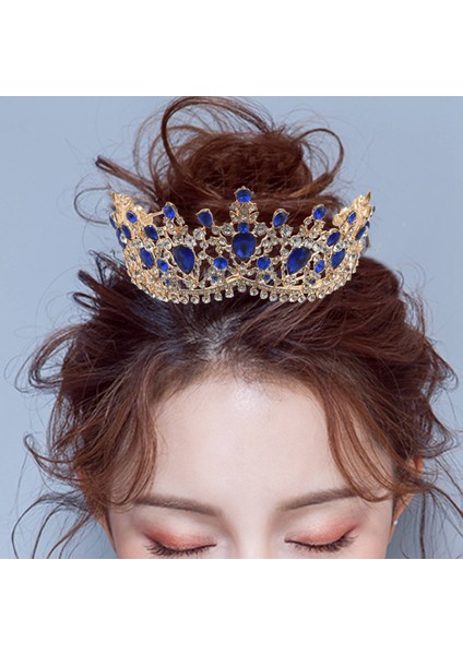 Barok Gelin Taç Headdress Taklidi Kadın Kafa Bandı Düğün Saç Aksesuarları Kraliyet Mavi (Yurt Dışından) modelleri